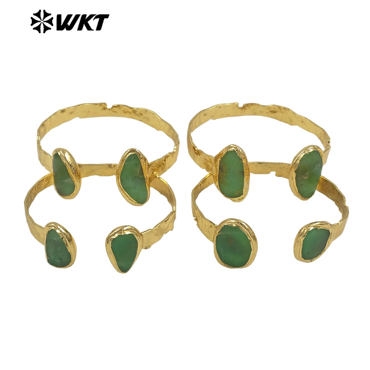 WT-B693 New Arrival Green Australia Chrysoprase Irregular Shape Smooth Stone Cuff Bangle or Armlet Unisex Classic Accessory