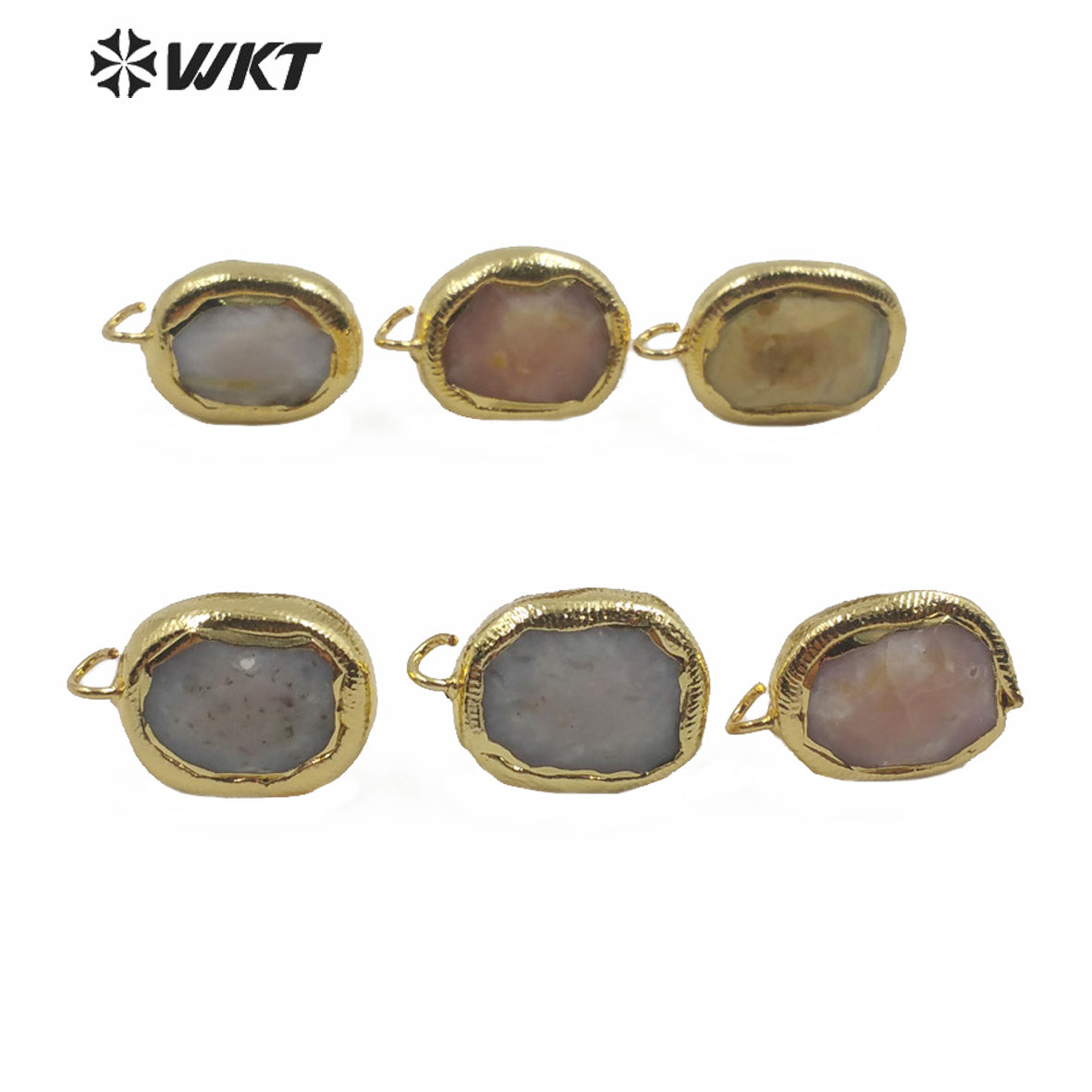 JFE30 Women Fashion Gold Plated DIY Earrings Findings Most Populared Natural Pink Opal Stone Earrings in 18k