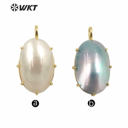 WT-JP350 WKT Classic Vintage Hot Selling Natural Mabe Shell Luxury Scallop Accessory ForNecklace Pendants