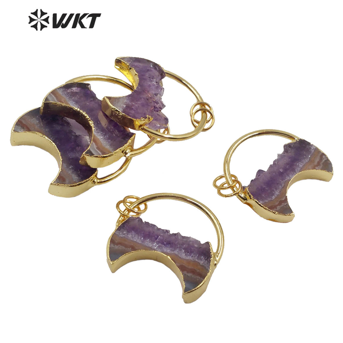 WT-P1534 Newest Crescent Amethyst Pendant Popular Lady Charming Jewelry Natural Amethyst Pendant for Necklace