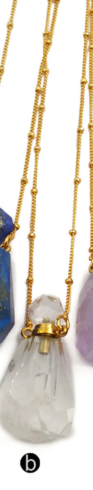 WT-N1162 Hot-sales Classic Fashion Gold Necklace with Natural Stone Perfume Bottle Pendant Real Gold Necklace