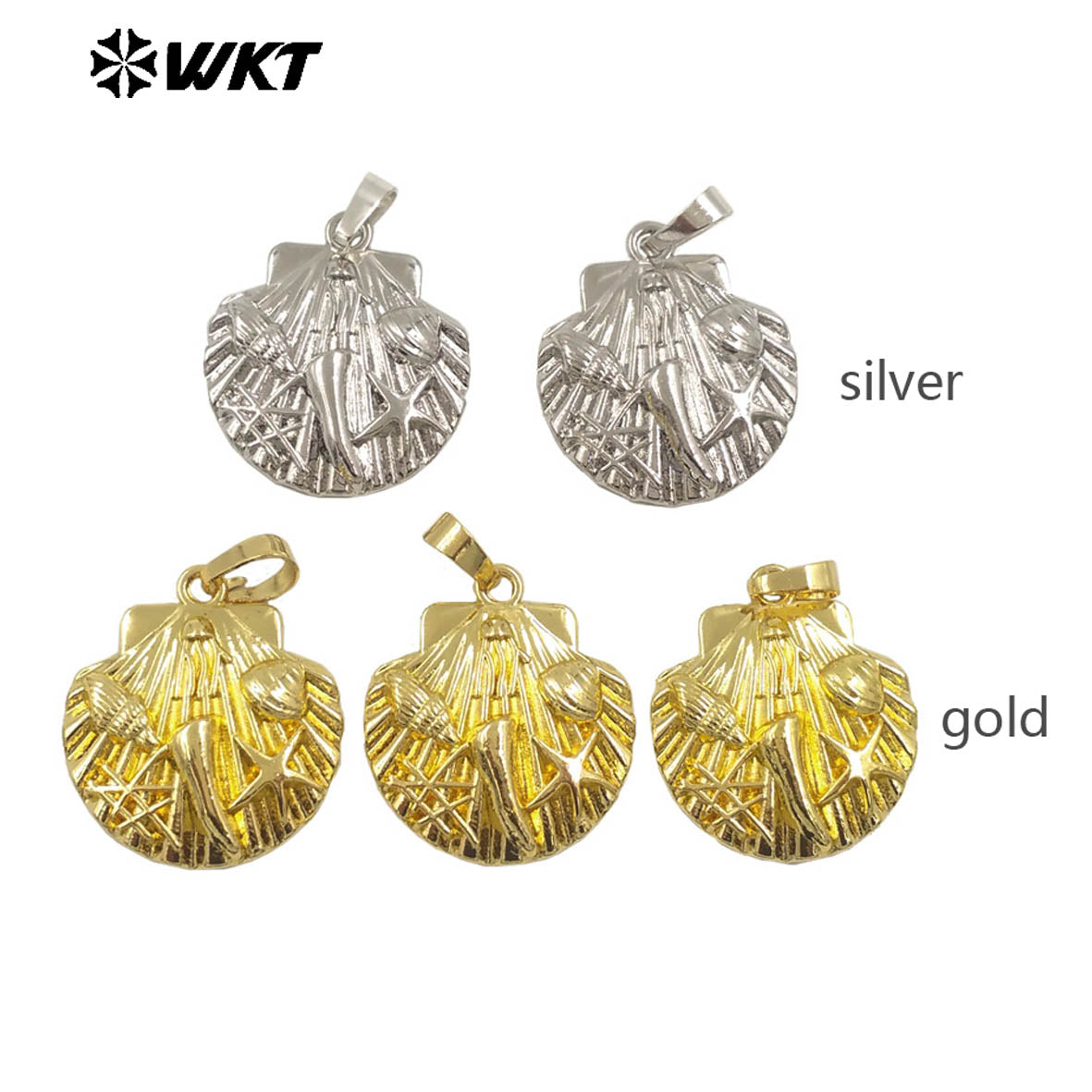 WT-P1997 New Arrival Sea Shell Style Uneaven Cowrie&Star Lovely Charms Pendant Vintage Bohemian Scallop Jewelry