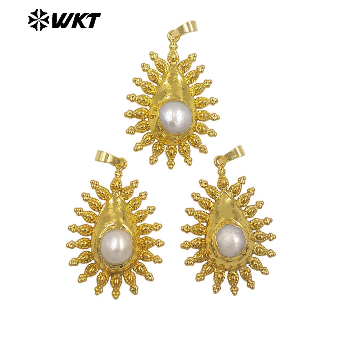 WT-JP437 Wholesale Unique Design Waterdrop Shape 18K Gold Plated With Natural Freshwater Pearl Pendant Women Necklace DIY