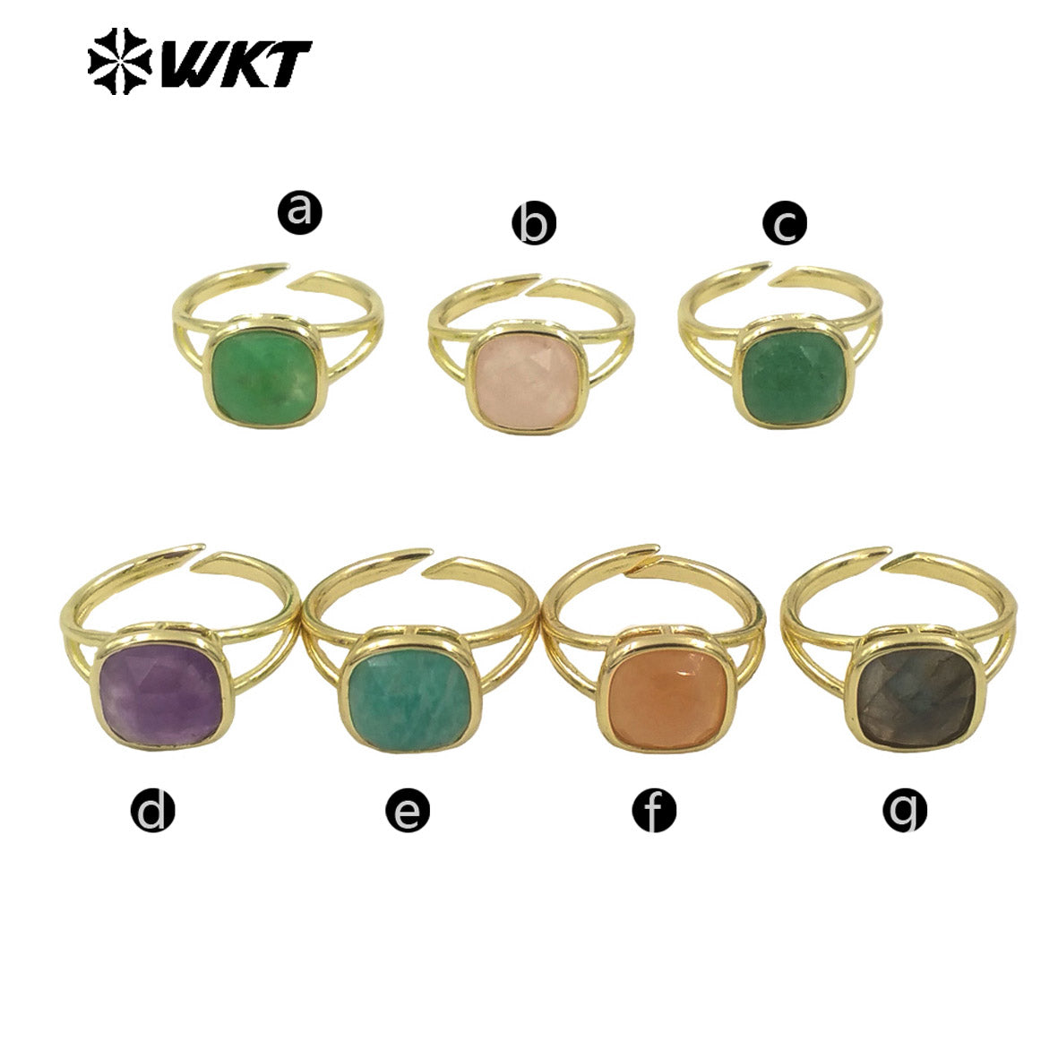 WT-R522 Wholesale New Square Natural Gemstone Setting Birthday Stone Elegant Small Amethyst Ring
