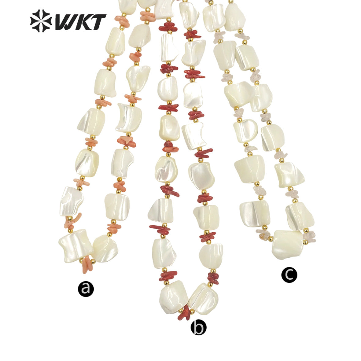 WT-JN228 Vintage Style Summer Boho White Shell Space Beads Necklace Women Handmade Strand Shell Necklace for Girl Friend