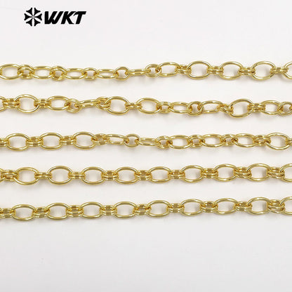 WT-BC272 Minimalism 18K Gold Electroplated On Yellow Brass Double Circles Metal Oval Chain For Men And Women Jewelry Making