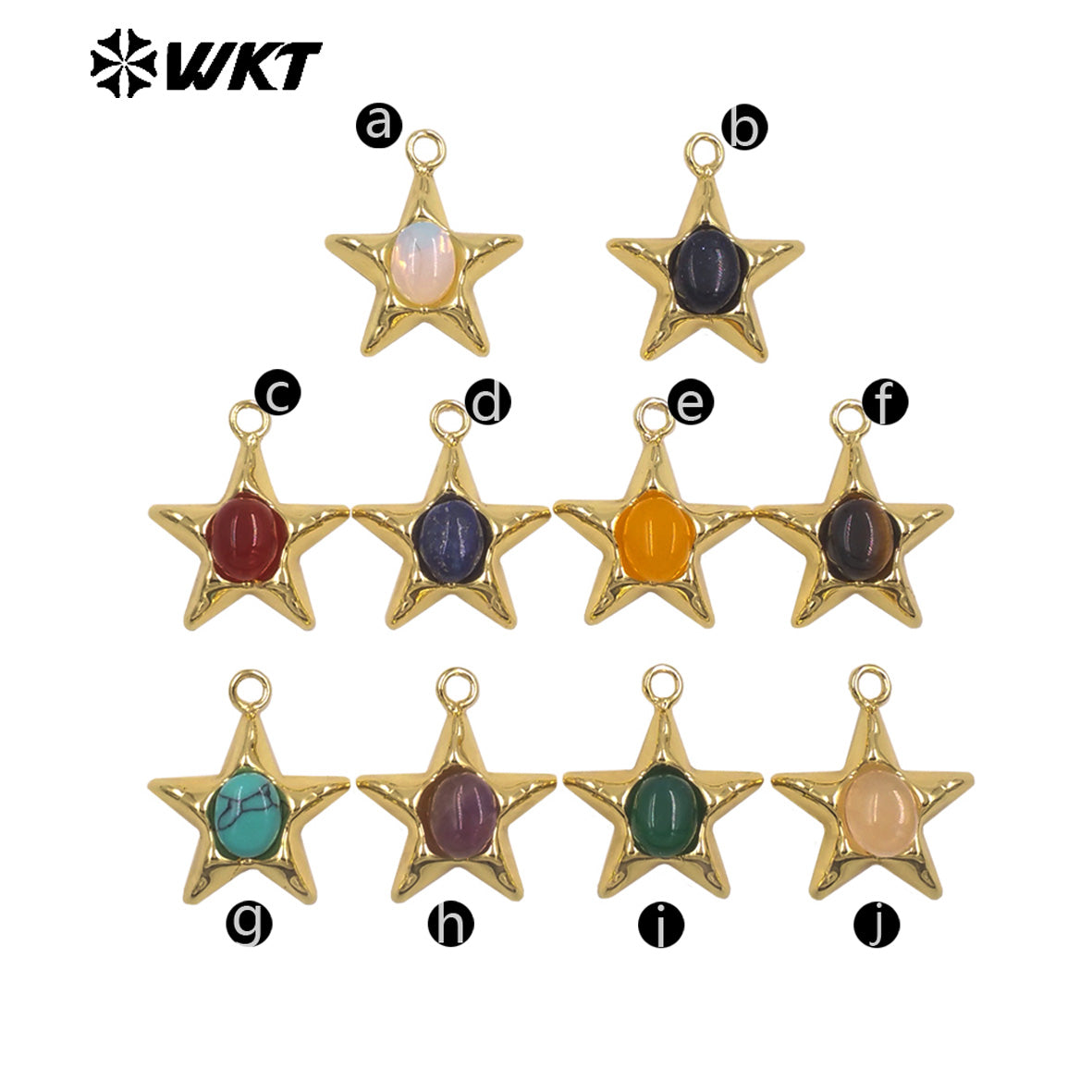 WT-P2133 Wonderful Design Gold Electroplated Natural Gemstones Star Shape Tiny Pendants For Friend Jewelry Gift DIY Making
