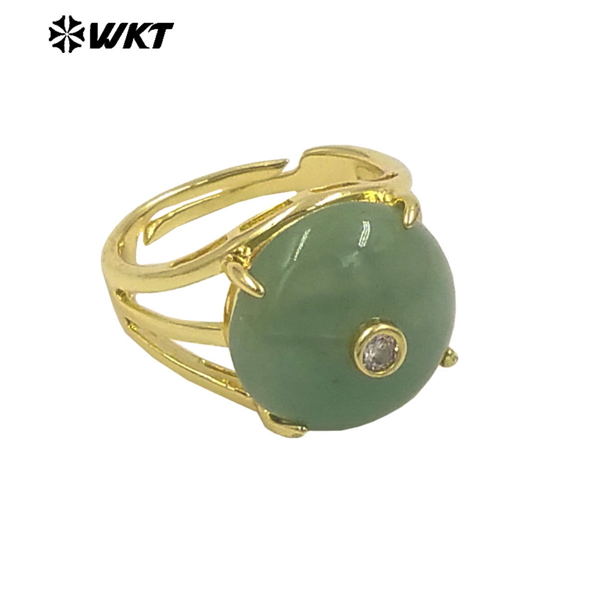 WT-R603 Newest Lovely Style Gold Plated Natural Gemstones And Zircon Round Women Rings For Party Wearing Decorative Jewelry
