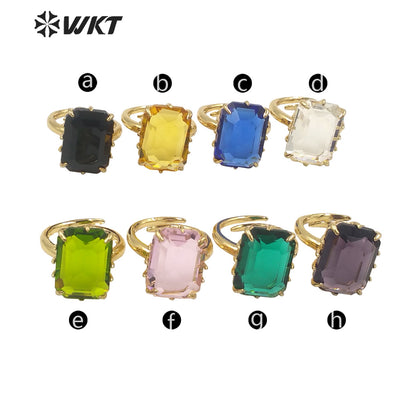 WT-R483 WKT Fashion Design Trendy Gift for Women Colorful High Quality Gorgeous Natural Crystal Stone Ring