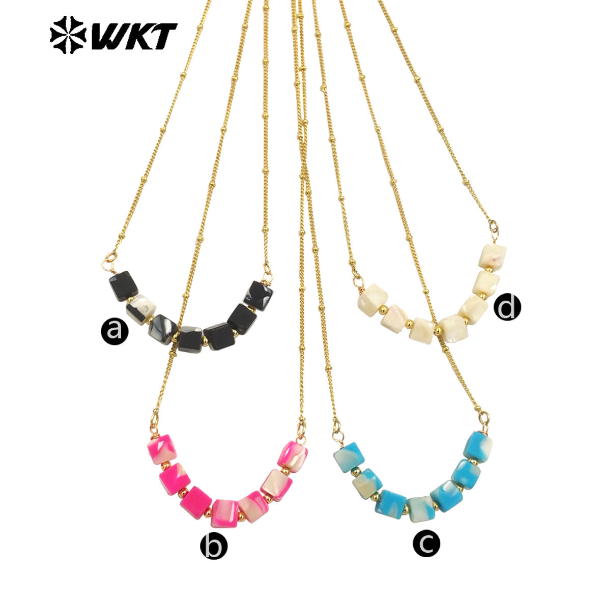 WT-N1469 Wholesale Fashion Elegant Handmade Square Natural Space Shell Beads Necklace Boho Women Style