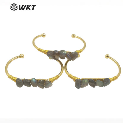 WT-B590 WKT 2022 Hot Style Natural Labradorite Bracelet Wound Adjustable Best Nugget Stone Bracelet 2022 Trend Jewelry