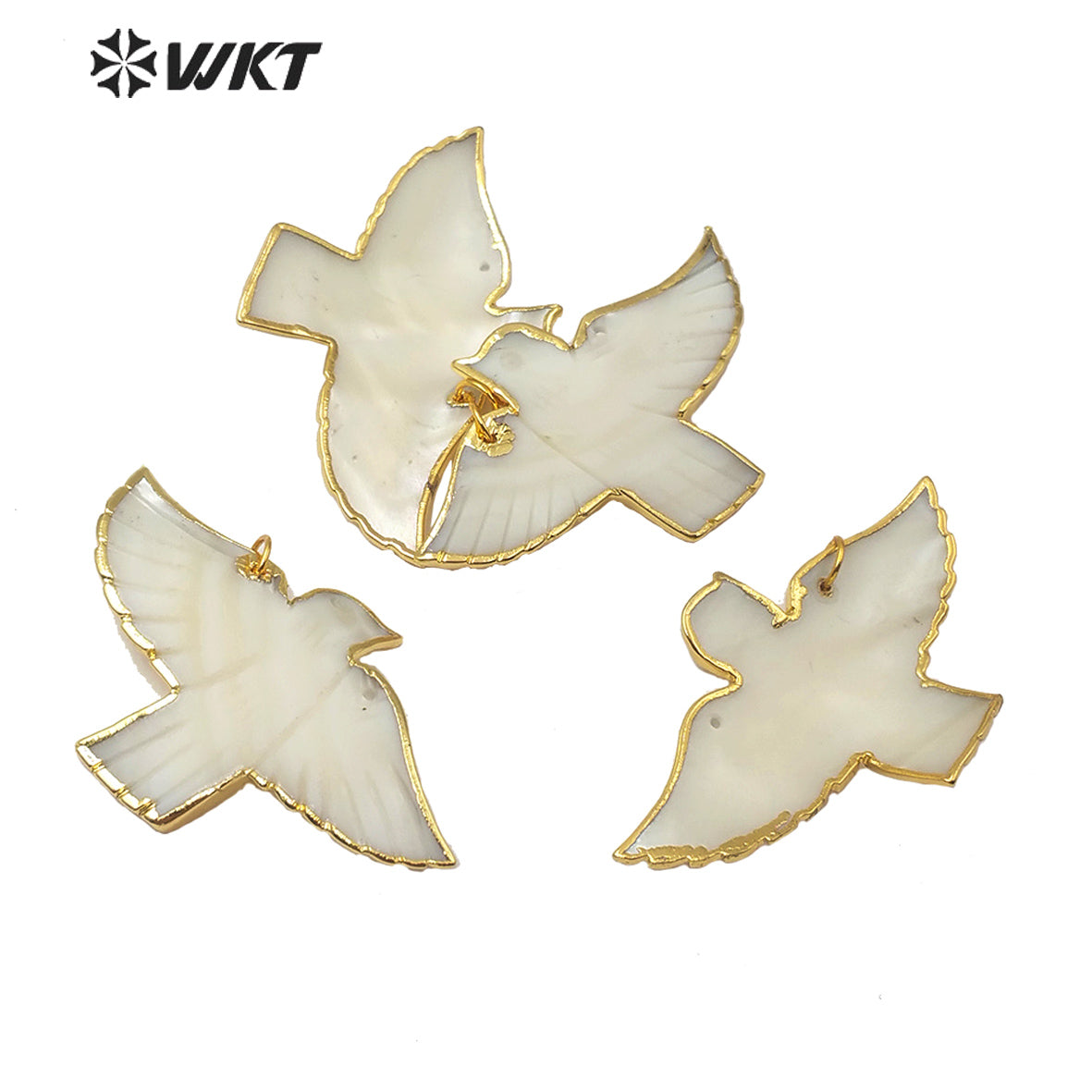 WT-JP184 Wholesale Natural Pigeon Shell Pendant 18k Gold Plated Fashion Lady Charm Jewelry Pigeon Shape Shell Pendant