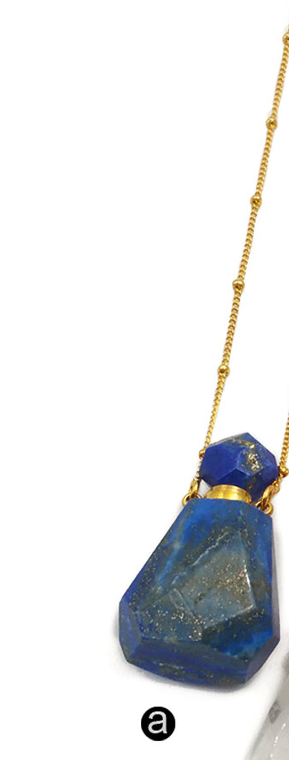 WT-N1162 Hot-sales Classic Fashion Gold Necklace with Natural Stone Perfume Bottle Pendant Real Gold Necklace
