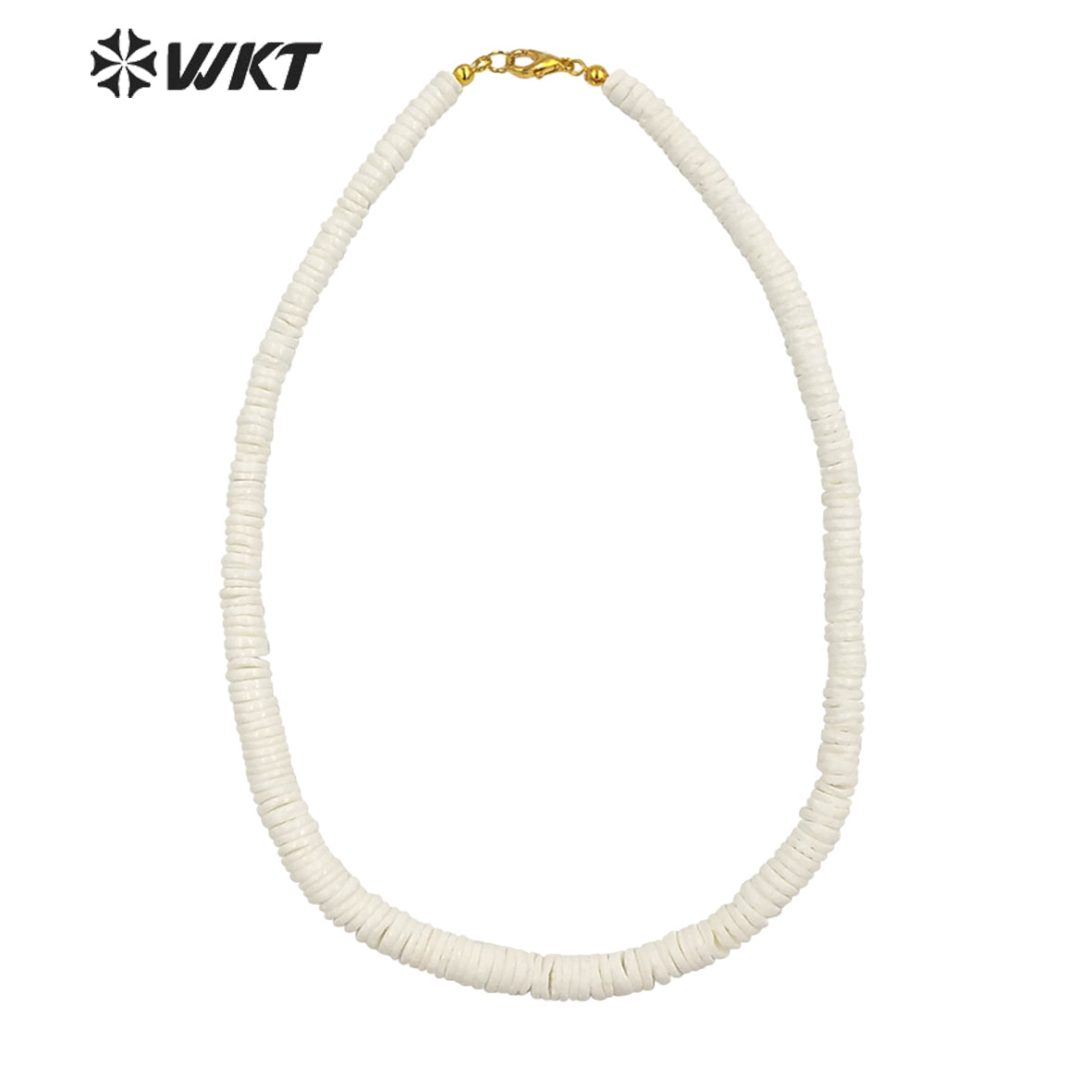 WT-JN227 Unique Women Bohemian Style Purity Natural White Shell Beads Necklace 17 Inch Long Hand Strand Beads Necklace for Wedding