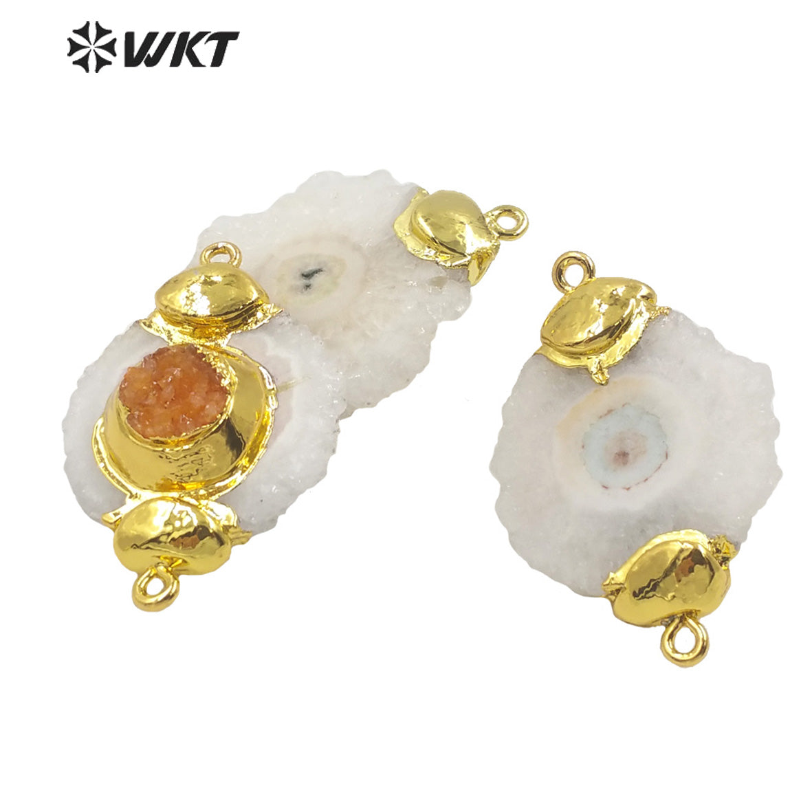 WT-P1772 WKT 2022 Lady Jewelry Style Natural Stone Stalactite Stone Druzy Quartz Flower Shape Fashion Pendants Jewelry Necklace