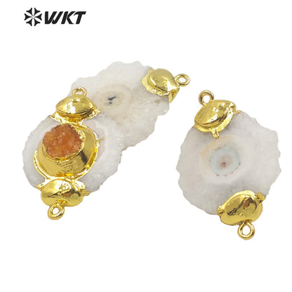 WT-P1772 WKT 2022 Lady Jewelry Style Natural Stone Stalactite Stone Druzy Quartz Flower Shape Fashion Pendants Jewelry Necklace