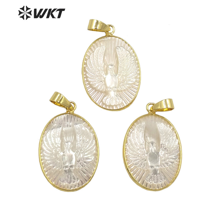 WT-JP301 Vintage Round Pearl Pendant Engraving Eagle Design Fashion Pendant Women Jewelry Accessories Pearl Pendant