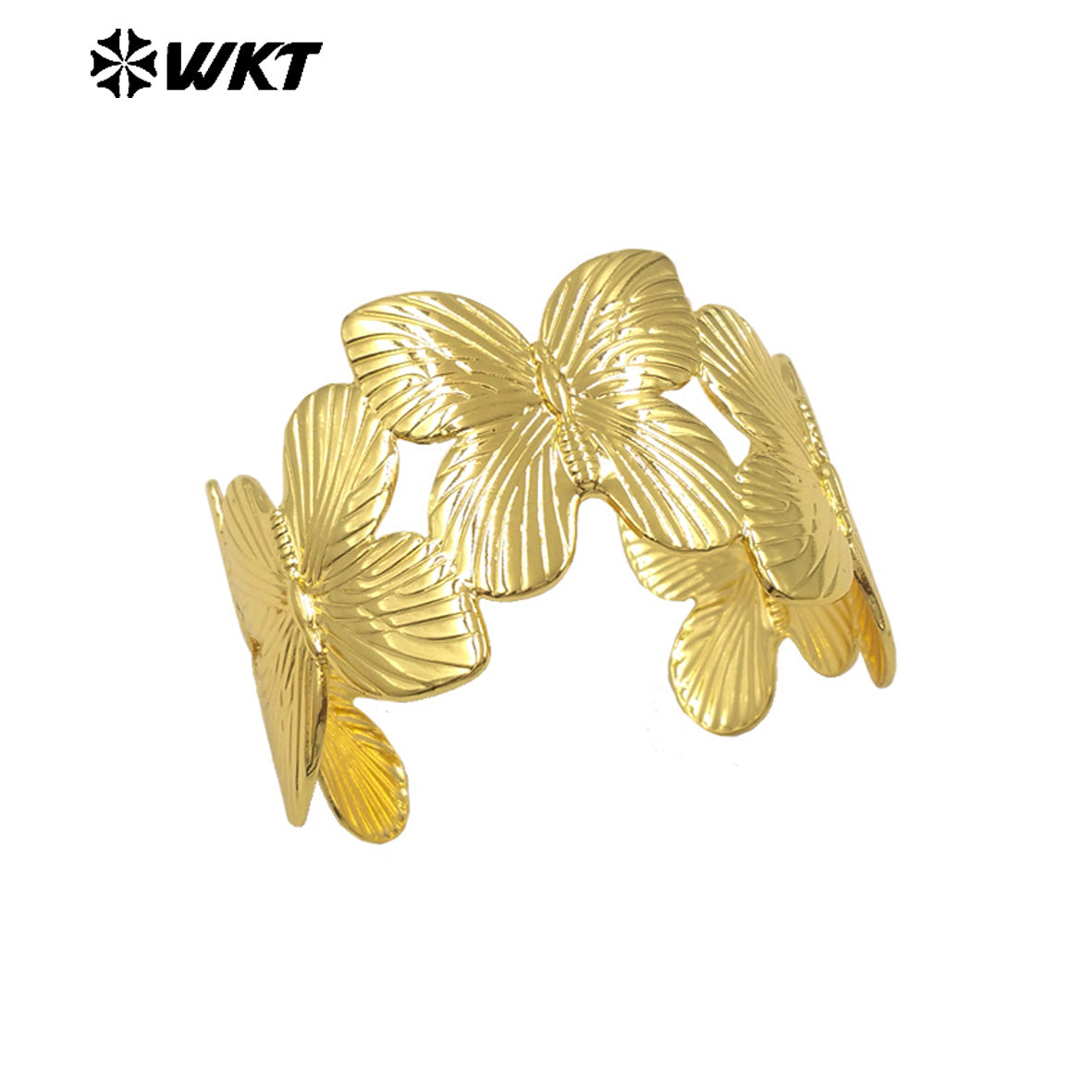 WT-B683 Stylish and Exquisite 18K Gold Plated 5 Butterfly Splicing Natural Yellow Brass Adjustable Bracelet Jewelry for Women