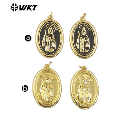 WT-MP291 New Design 18K Gold Plated Religious Brass Medal San Judas Christian Charms Pendants