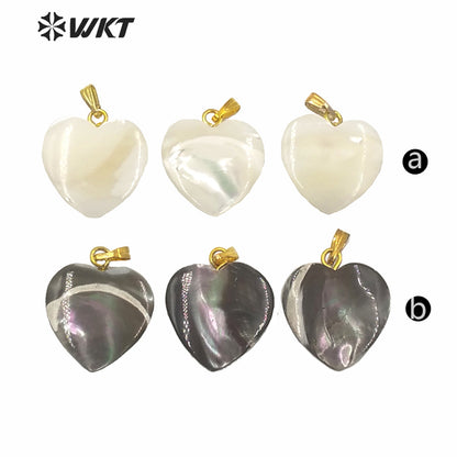WT-JP225 Fashion Gold Single Loop Small Heart Shell Pendants Amazing Vintage Boho Shell Charm Necklace Pendant for Jewelry