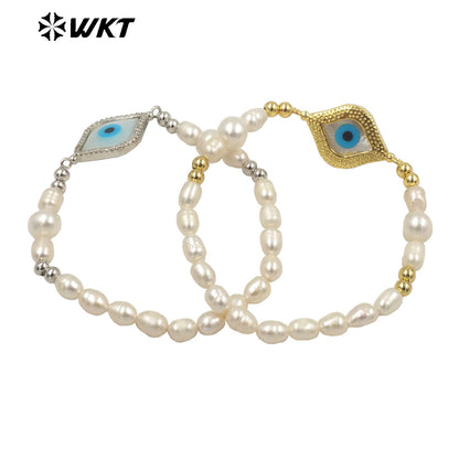 WT-MPB047 Fashion Irregular Pearl Diamond Natural Gemstone Eyes for Women Gifts Decorative Bracelet Pearl Bracelet