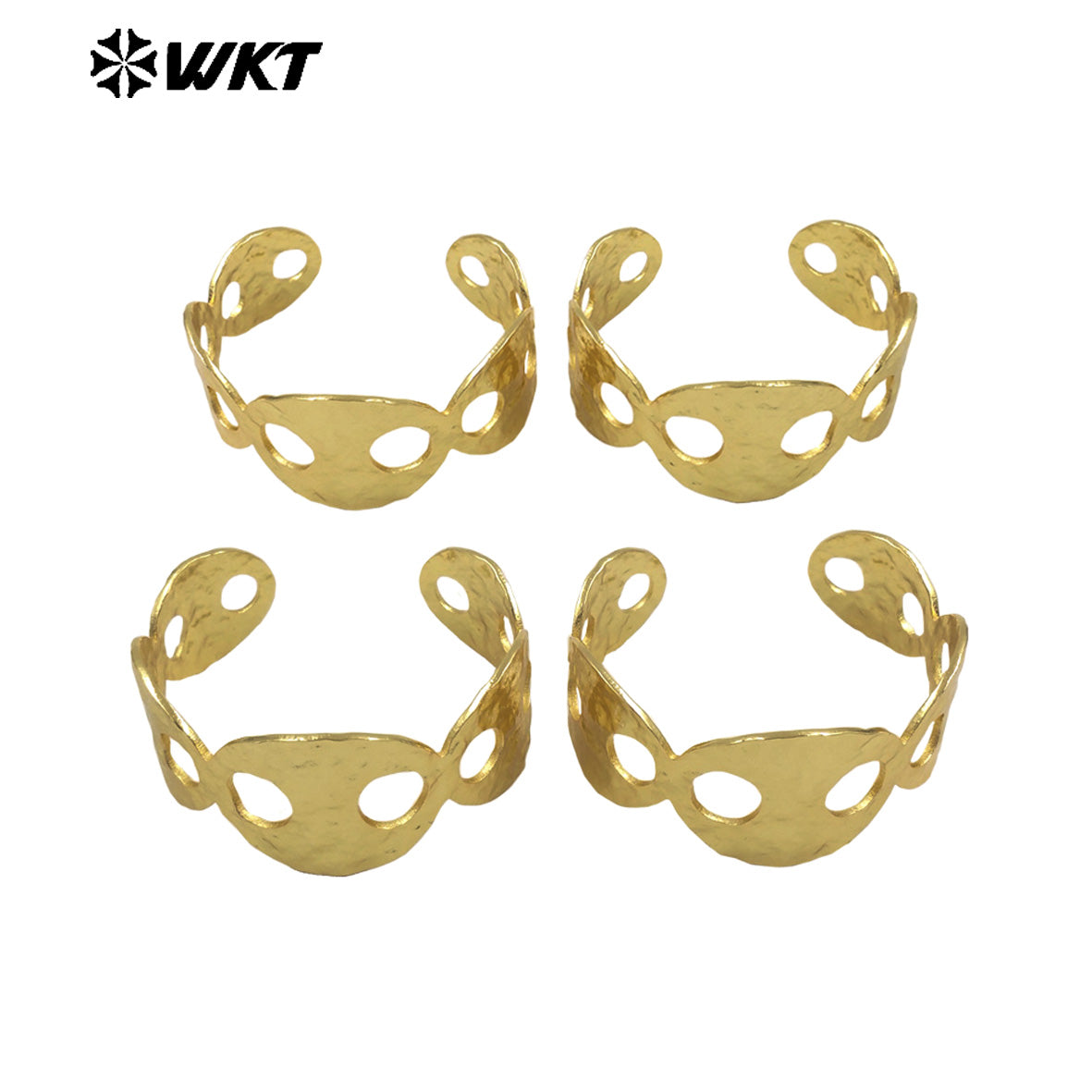 WT-B697 Gorgeous Trendy Popular 18K Gold Plated Pig Nose Shape Open Cuff Metal Bangle in Adjustable