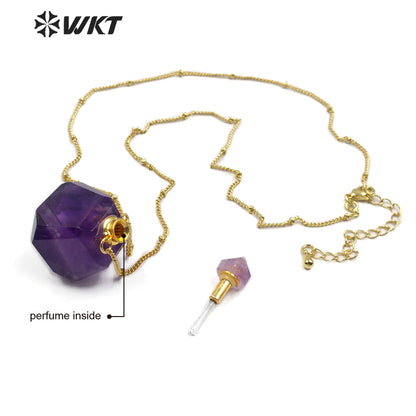 WT-N1173 Hot-sale Natural Stone Perfume Bottle Necklace Cherry Agate Necklace Women Stylish Amethyst Necklace Jewelry