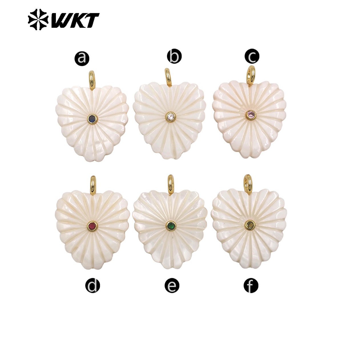 WT-JP526 Newest Exclusive Design Zircon And White Shell Hand Carved Heart Shape Pendant For Girls Romantic Jewelry Decorative