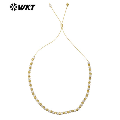 WT-JFN20 Wholesale Fashion Gold Plated Hand Strand Elegant Adjustable Chain Connect Pearl Beads Necklace
