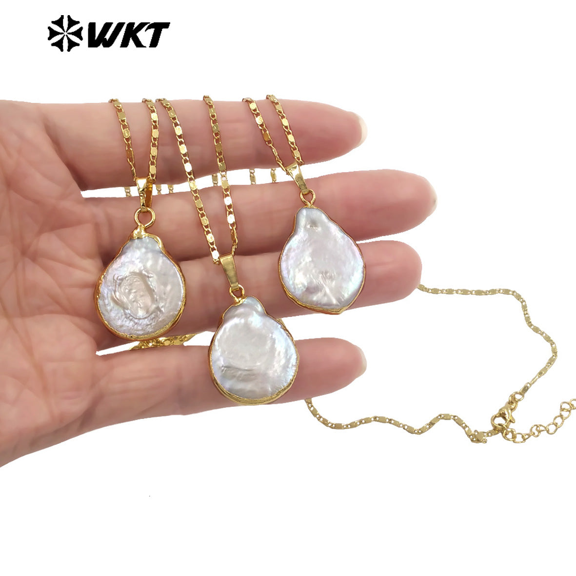 WT-JN347 Simple Style Gold Electroplated Tiny Chain Natural Freshwater Pearl Women Necklace For Daily Wearing Jewelry