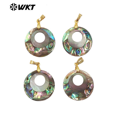 WT-JP429 Wholesale Good Quality Natural Abalone Shell With Hole Round Charm Pendant Fashion Design Jewelry Accessories