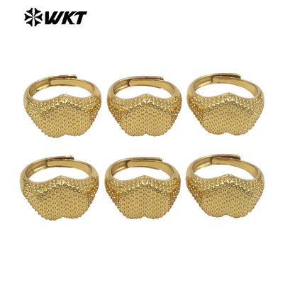 WT-R592 Newest Vintage Simple Style 18K Gold Plated Yellow Brass Heart Shape Metal Women Rings For Daily Matching Jewelry