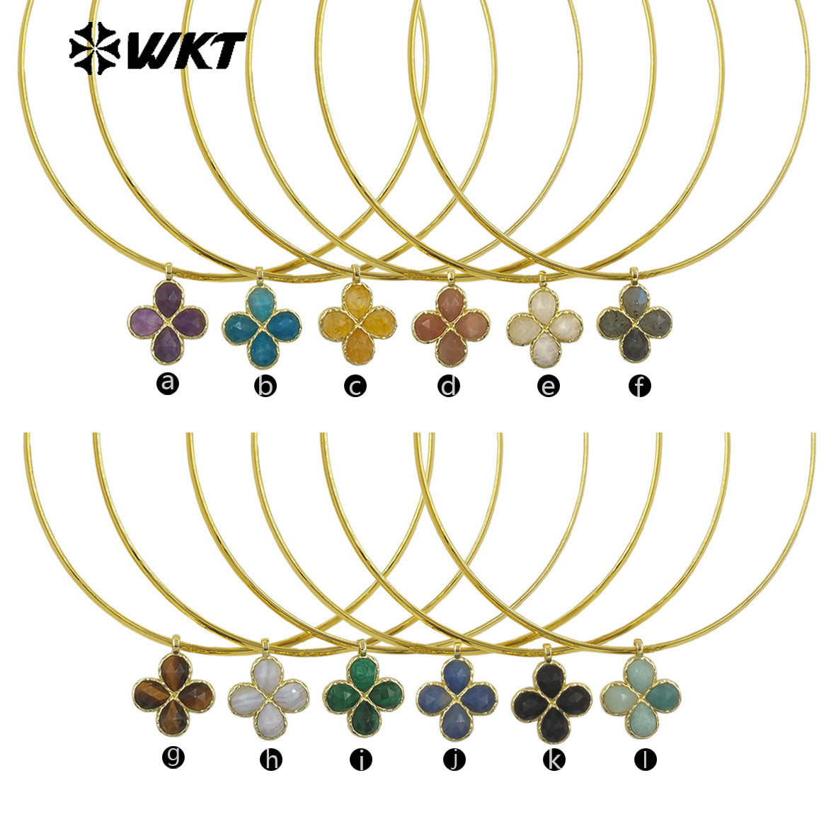 WT-N1527 Exquisite Lovely Gold Plated Vicious Natural Gemstones Little Flower Shape Necklace Choker For Lady Party Wearing