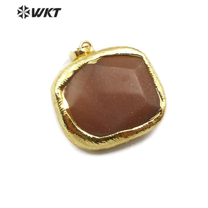 WT-P1468 WKT Jewelry Natural Gemstone Pendant Gold Electroplated Stone Pendant Fashion Charm Necklace Pendant Jewelry