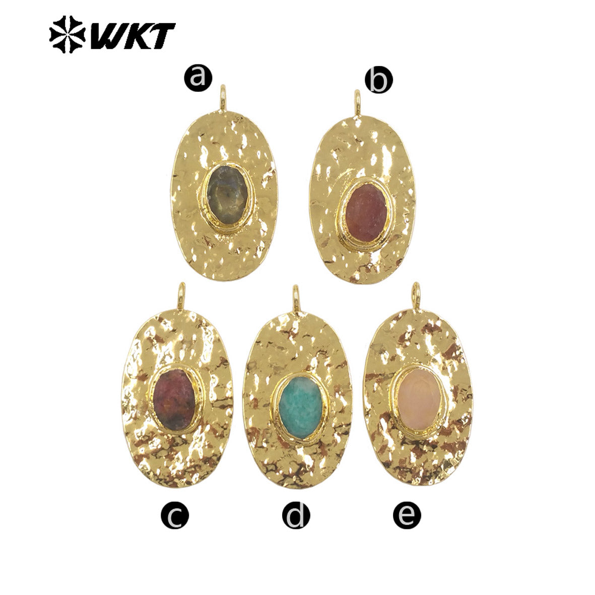 WT-P2104 Fresh Design 18K Gold Electroplated With Natural Gemstones Long Pendants For Women Simple Necklace DIY Making