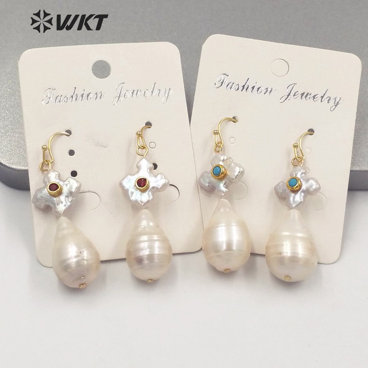 WT-MPE056 Elegant Gorgeous Natural Freshwater Baroque Pearl Drop Earrings Fashion Office Style White Real Pearl Teardrop Earring