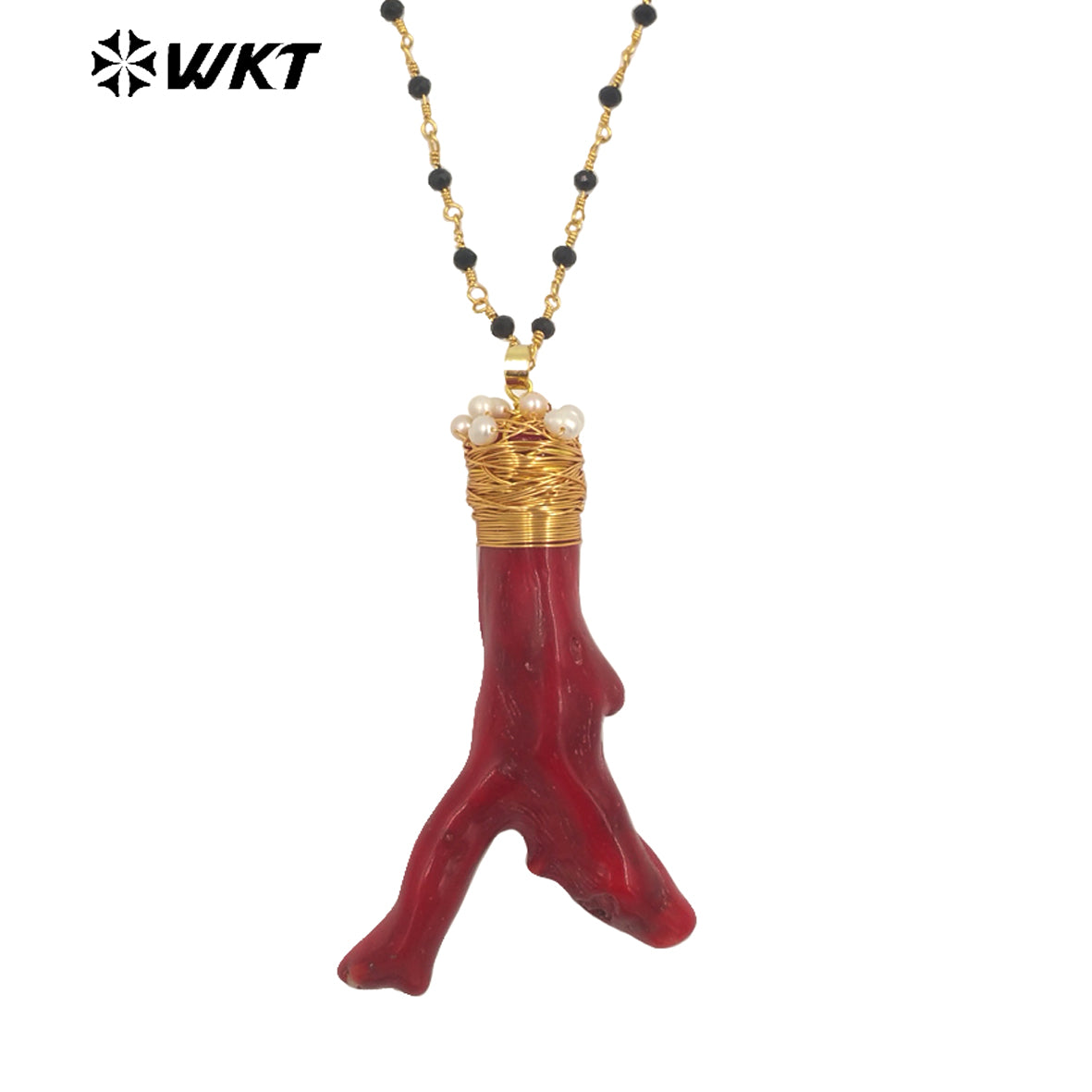 WT-JN236 Wholesale Red Coral Design Men Fashion Design 18k Chain Gold Plated Exquisite High Quality Scallop Necklace