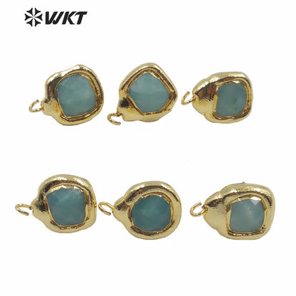 JFE27 Wholesale Factory Directly Sales Natural Amazonite Stone Earrings With Hoop Fashion Real Gold Plated Earrings Findings