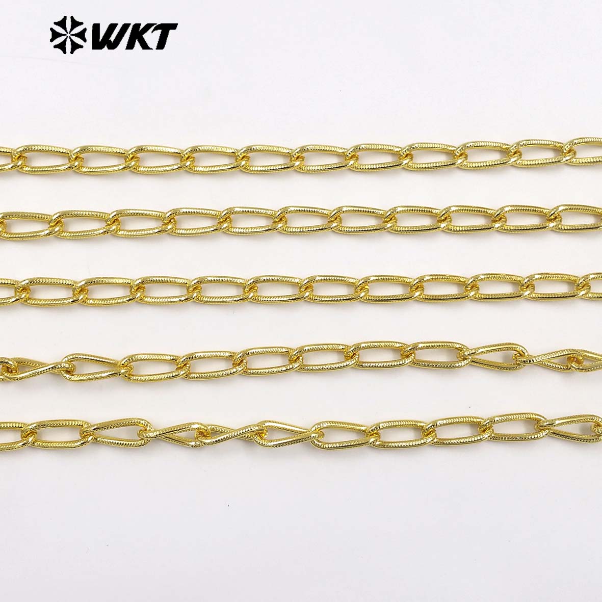 WT-BC274 Unique Chic Bending Design 18K Gold Plated Yellow Brass Metal Thick Chains For All Matching Necklace Making Findings