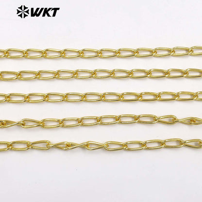WT-BC274 Unique Chic Bending Design 18K Gold Plated Yellow Brass Metal Thick Chains For All Matching Necklace Making Findings
