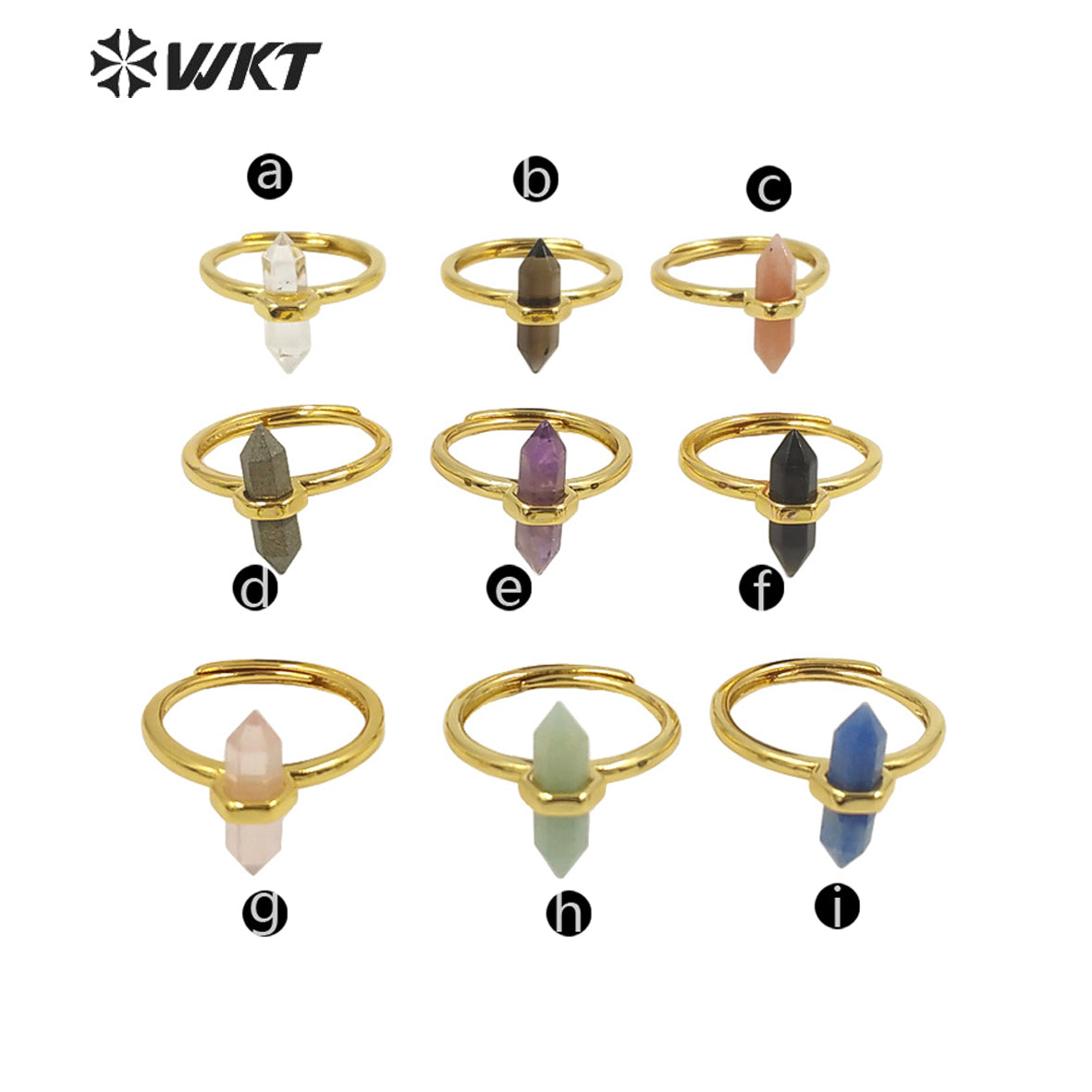 WT-R403 Natural Gemstone Amethyst Rose Quartz Crystal Quartz Pendant Hexagonal Delicate Pendant As Women Gifts Gemstone Ring