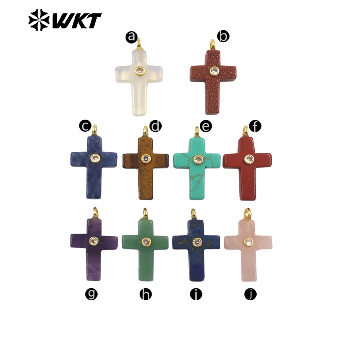 WT-P2110 High Quality Natural Gemstones Setting In Zircon Cross Shape Charms Pendants For Women Handmade Earrings Design