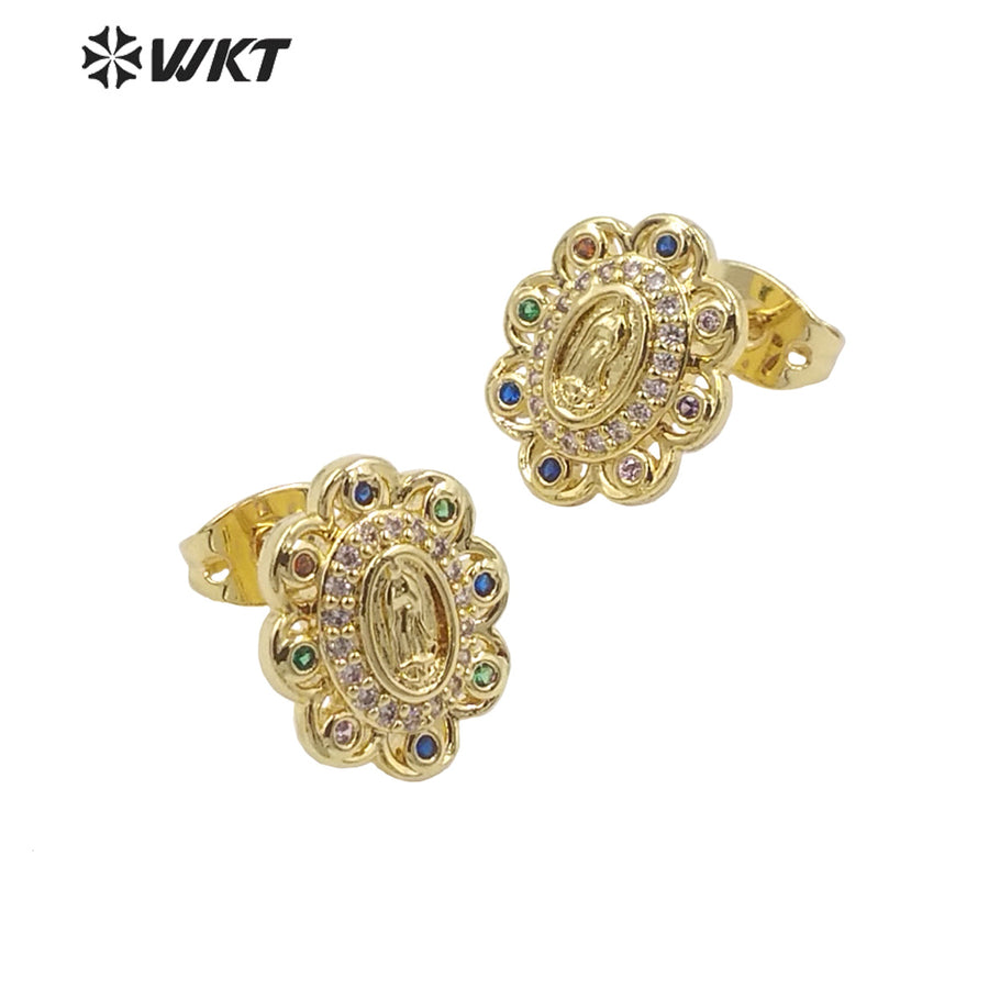 WT-ME096 Wholesale Newest Romantic Fashion Light Luxury Natural Cubic Zircon Micro Paved Earrings Studs