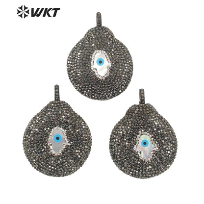 WT-JP292 Zircon Pendant Eye Embellishment Exaggerated Punk Pendant Eye-catching Earrings Women Shell Pendant