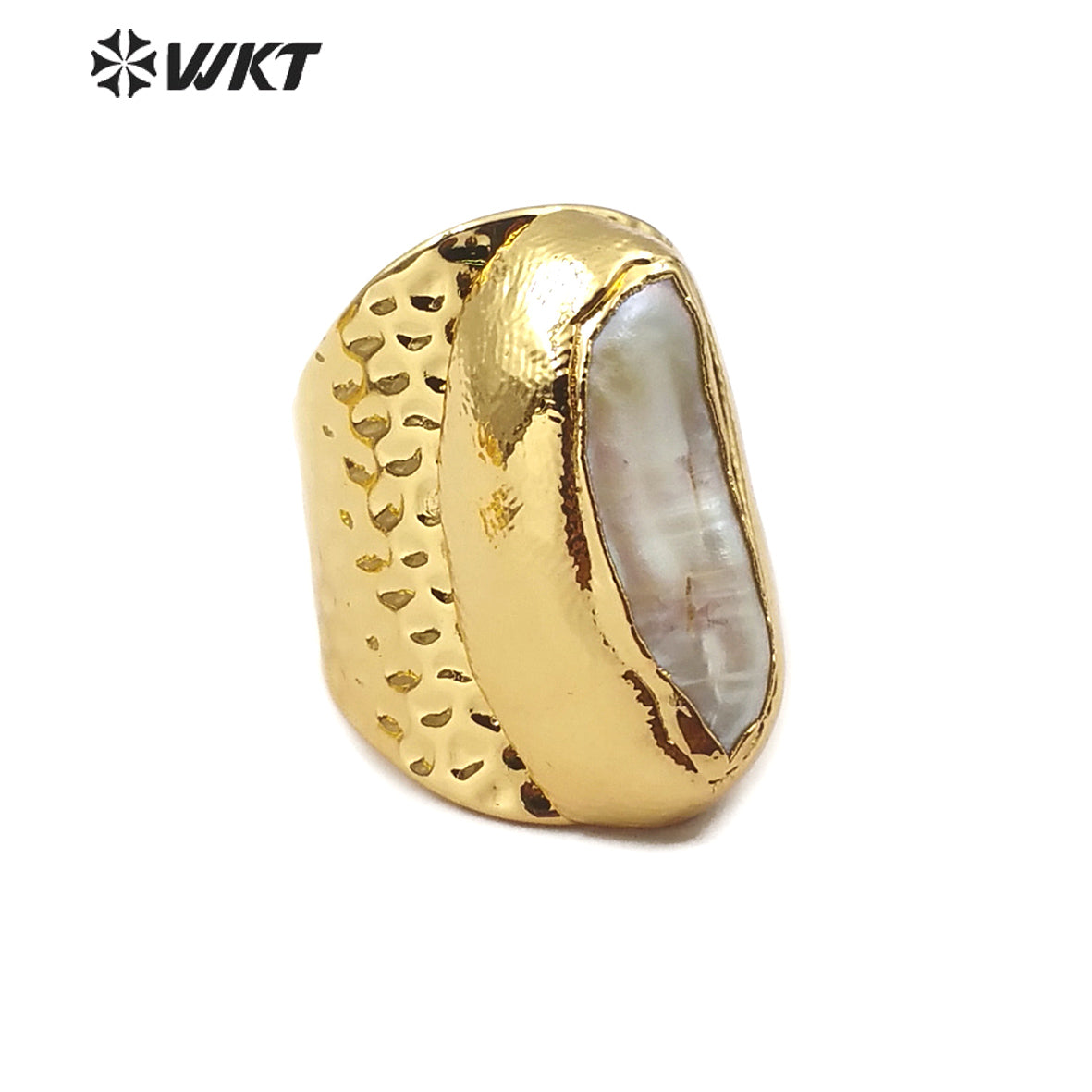 WT-R341 New Design 18k Gold Plated Pearl Ring Natural Pearl Adjustable Size Fashion Charm Jewelry Ring