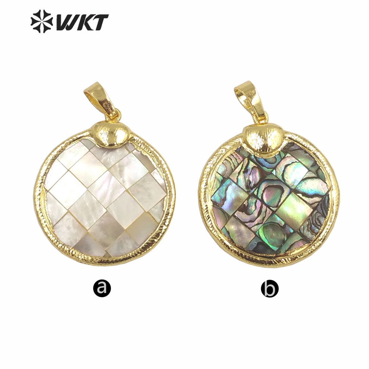 WT-JP351 WKT Classic Vintage Hot Selling Natural Shell Round Shaped Luxury Scallop Necklace Pendants