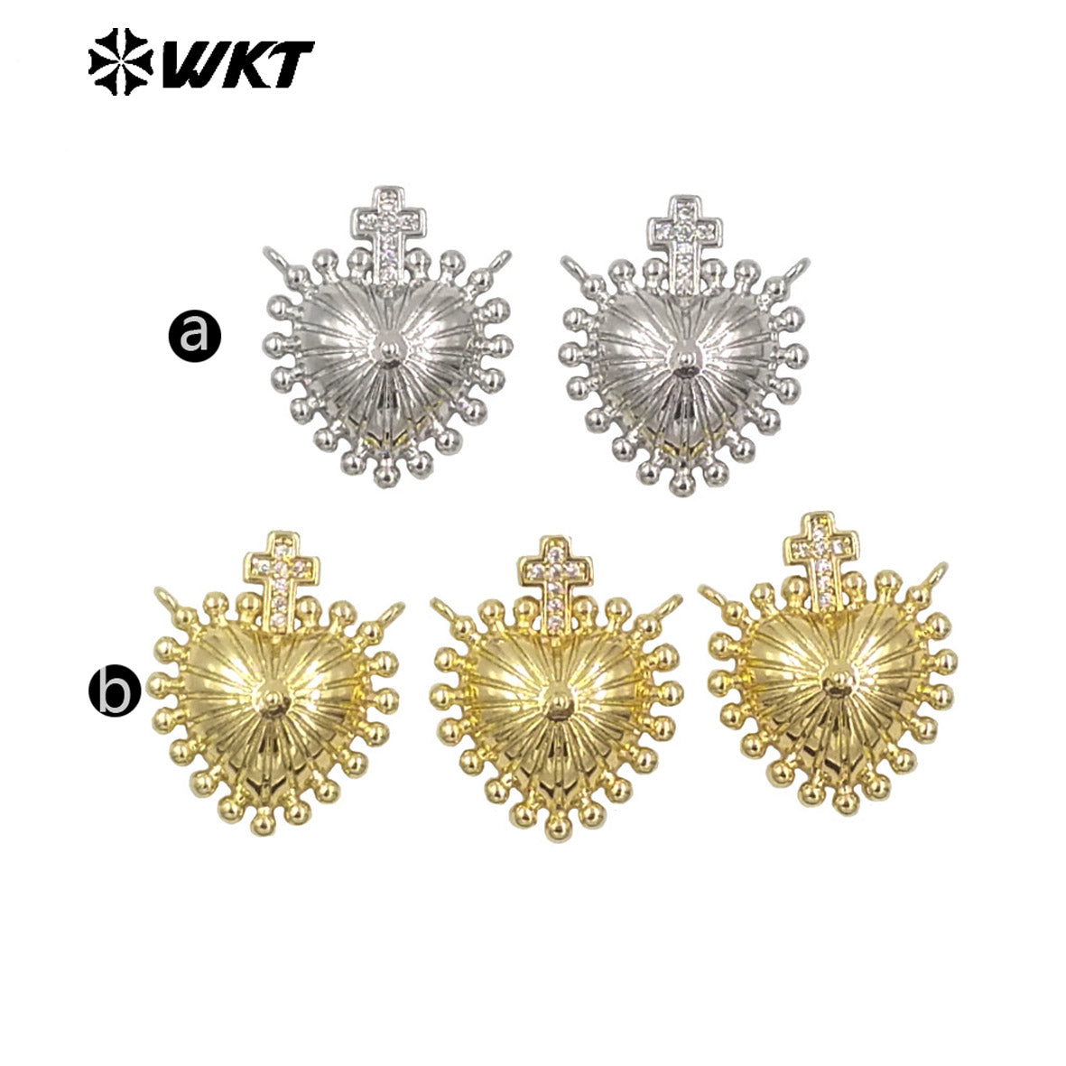 WT-MP293 Amazing New Popular Sant Heart Gold Plated Brass Religious Jewelry Pendants for Necklace