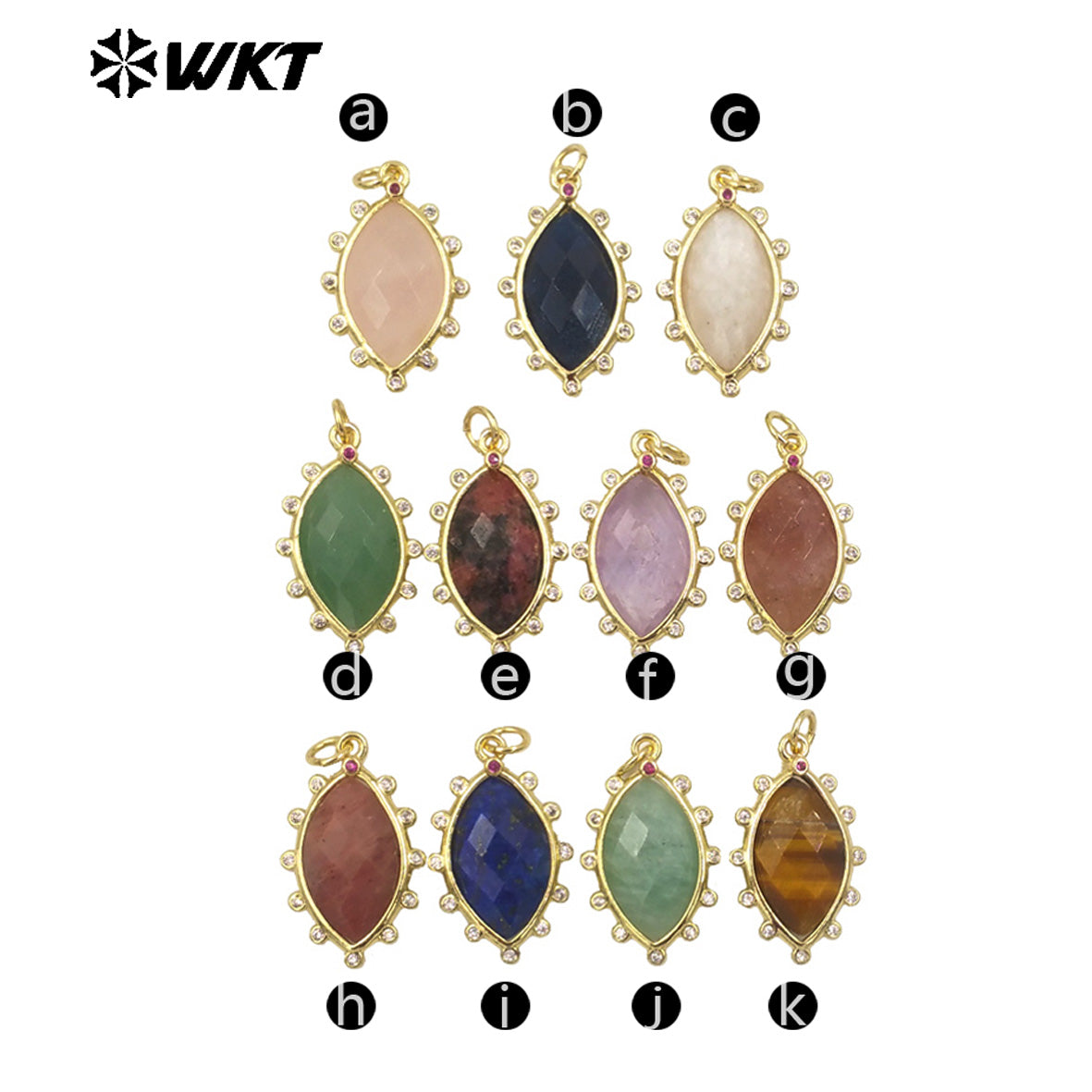 WT-P1975 Europe Delicate Kinds of Gemstone Tiger Eye With Cubic Zircon Setting Charming Jewelry Stone Pendant