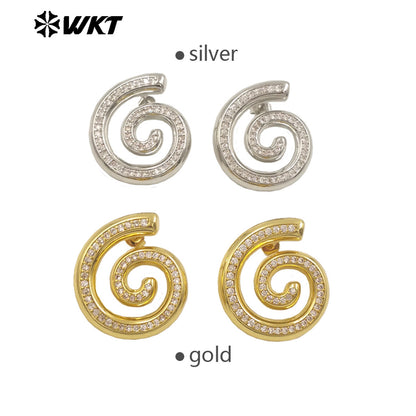 WT-ME111 New Exquisite 18K Gold Plated Mosquito Coil Cubic Zircon High Quality Earrings for Women As Daily Fashion Jewelry
