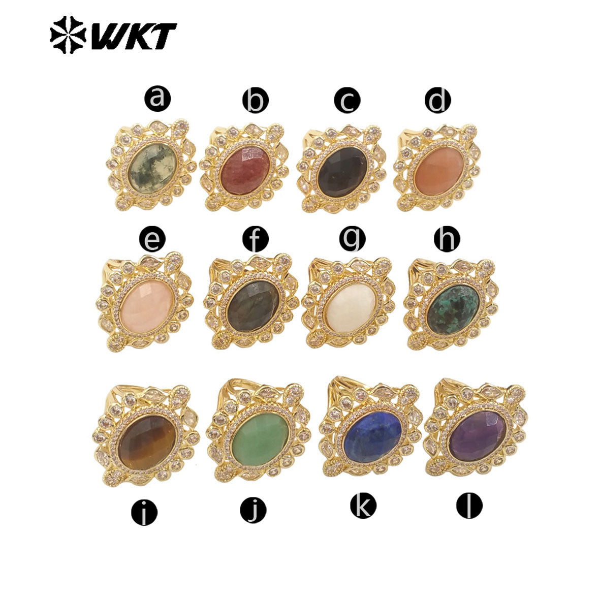 WT-MR028 Newest Summer Design Fashionable Royal Court Style Precious Women Adjustable Natural Stone Zircon Wedding Ring
